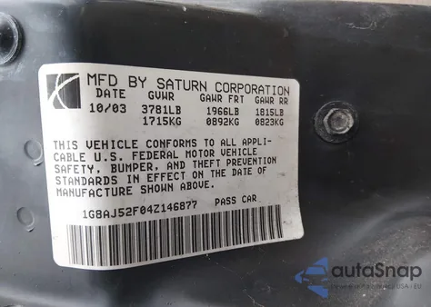 2004 Saturn Ion 2 из США, поврежденный, VIN 1G8AJ52F04Z146877